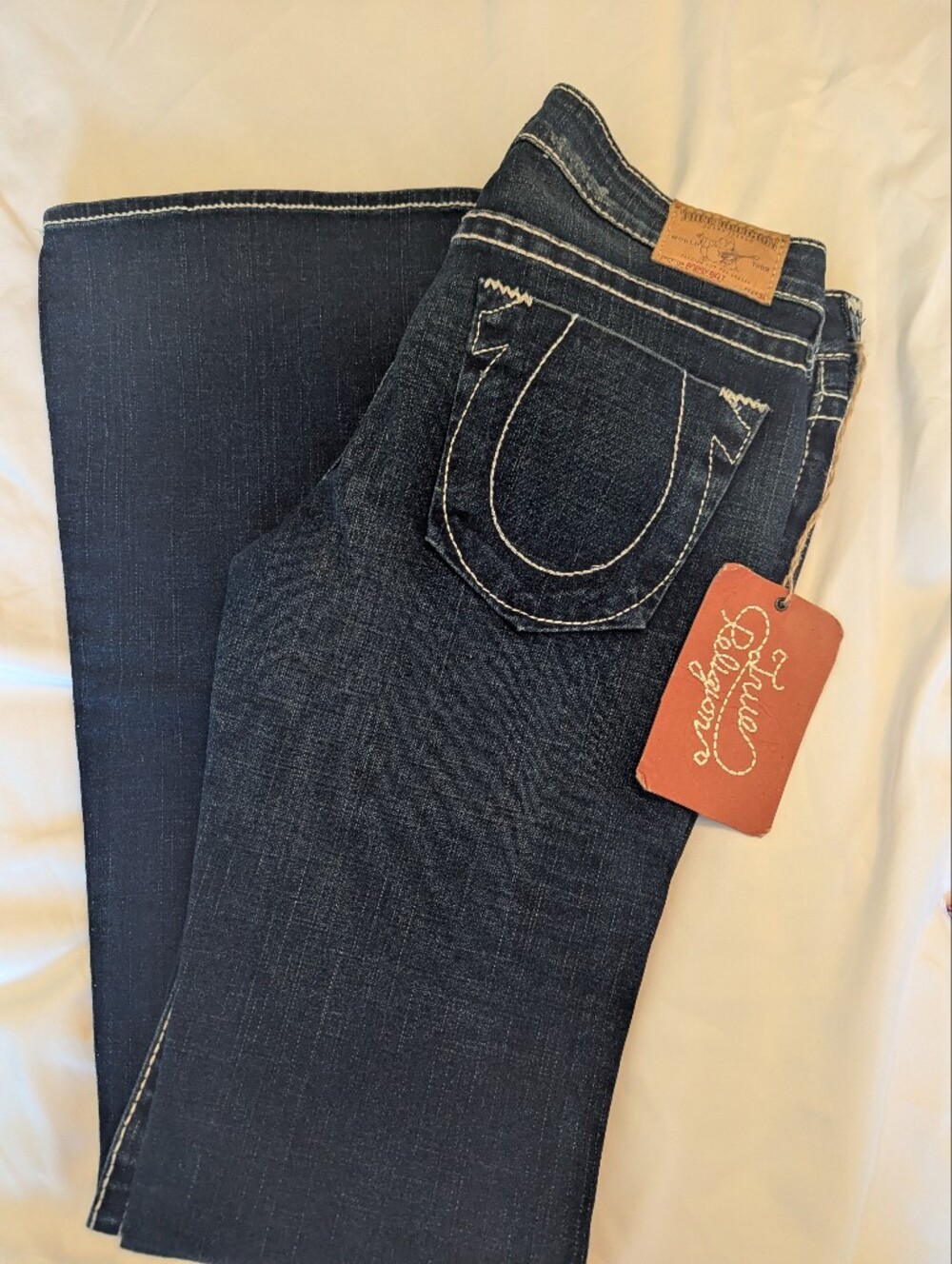 TRUE RELIGION Women's Indigo Bootcut Jeans with Contrast Stitching Size 30